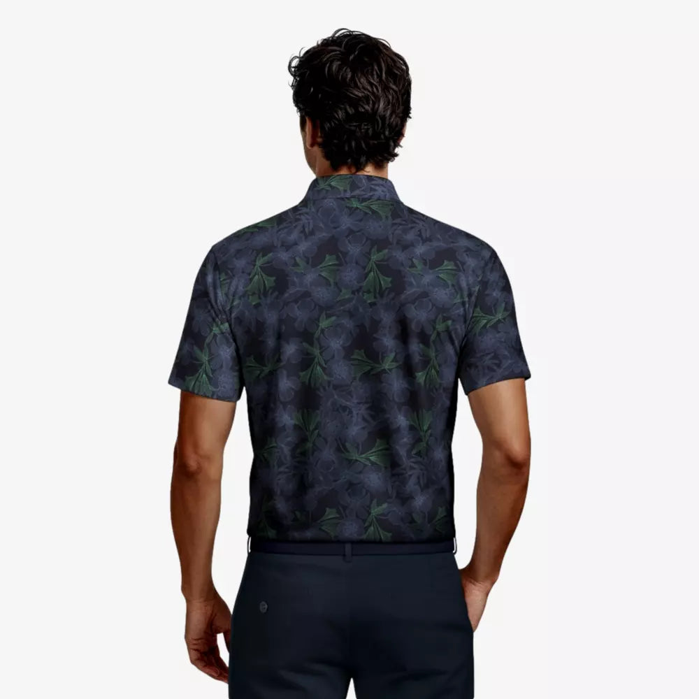 PGA Tour Linear Botanical Printed Men's Golf Polo T-Shirt