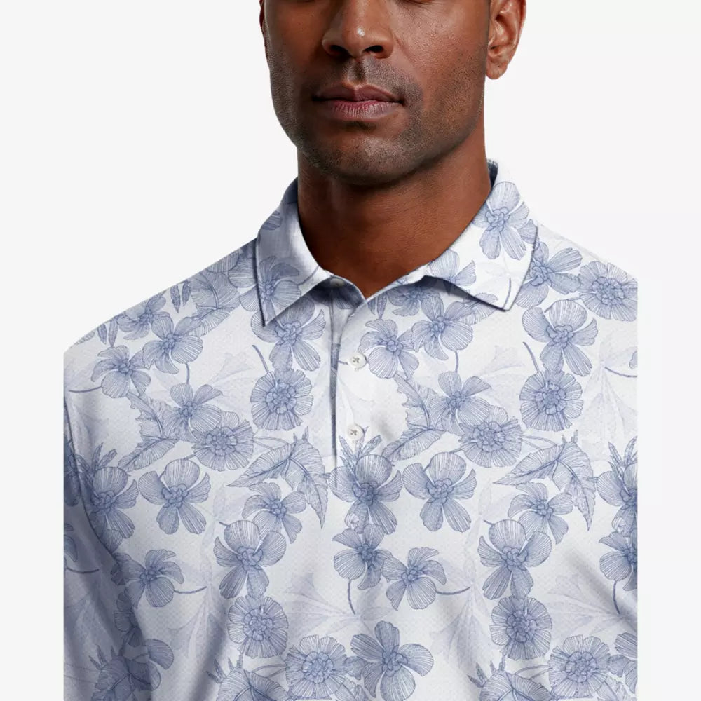 PGA Tour Linear Botanical Printed Men's Golf Polo T-Shirt