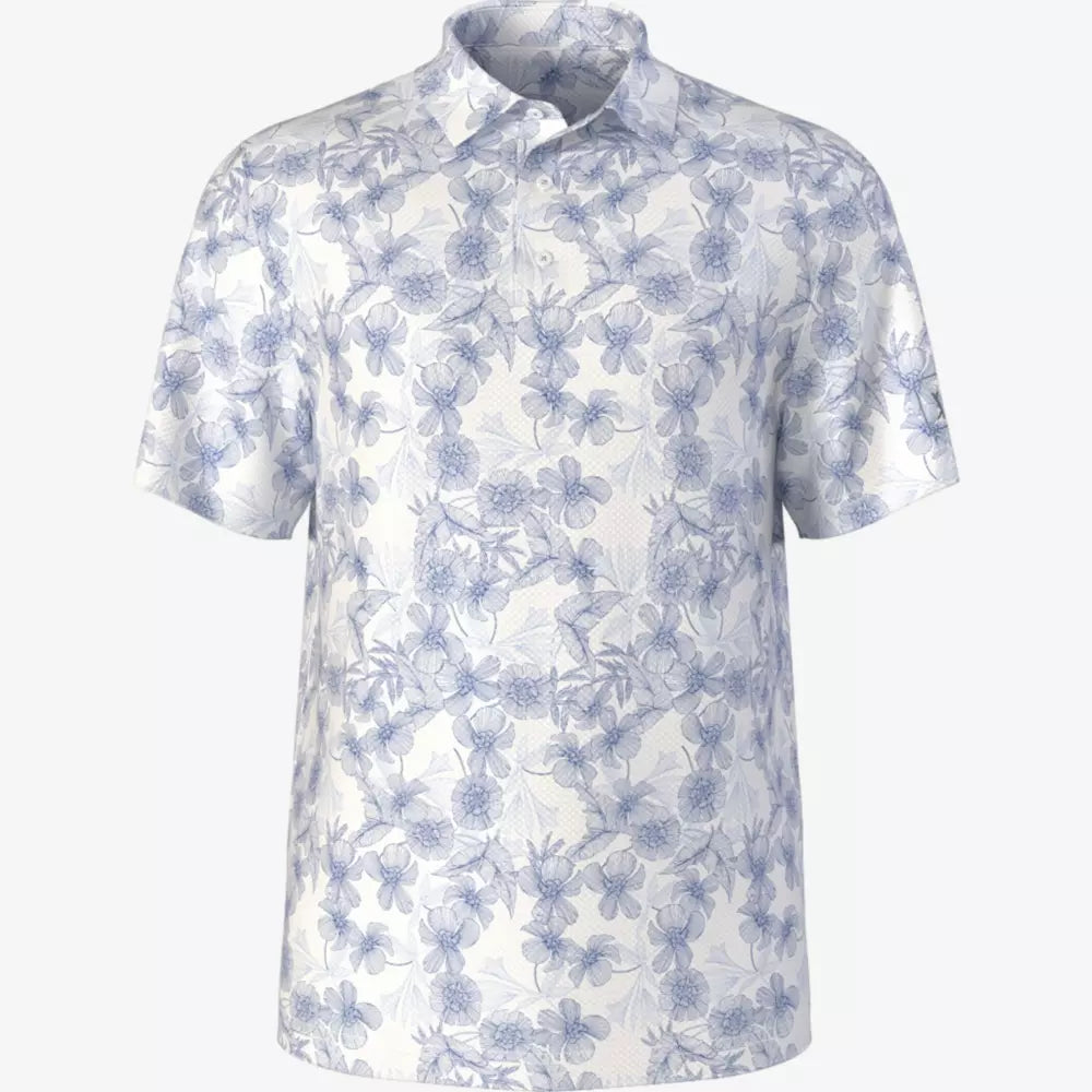 PGA Tour Linear Botanical Printed Men's Golf Polo T-Shirt