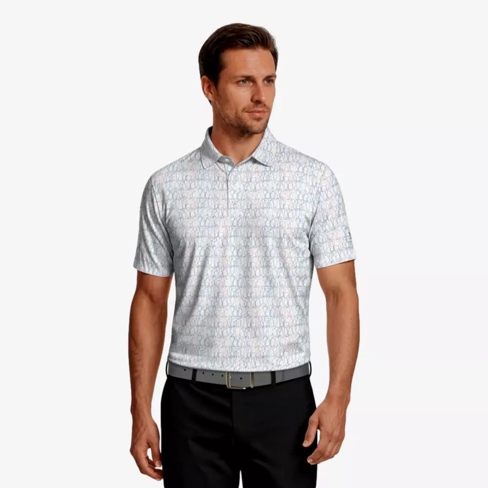 PGA Tour Linear Cocktail Printed Men's Golf Polo T-Shirt