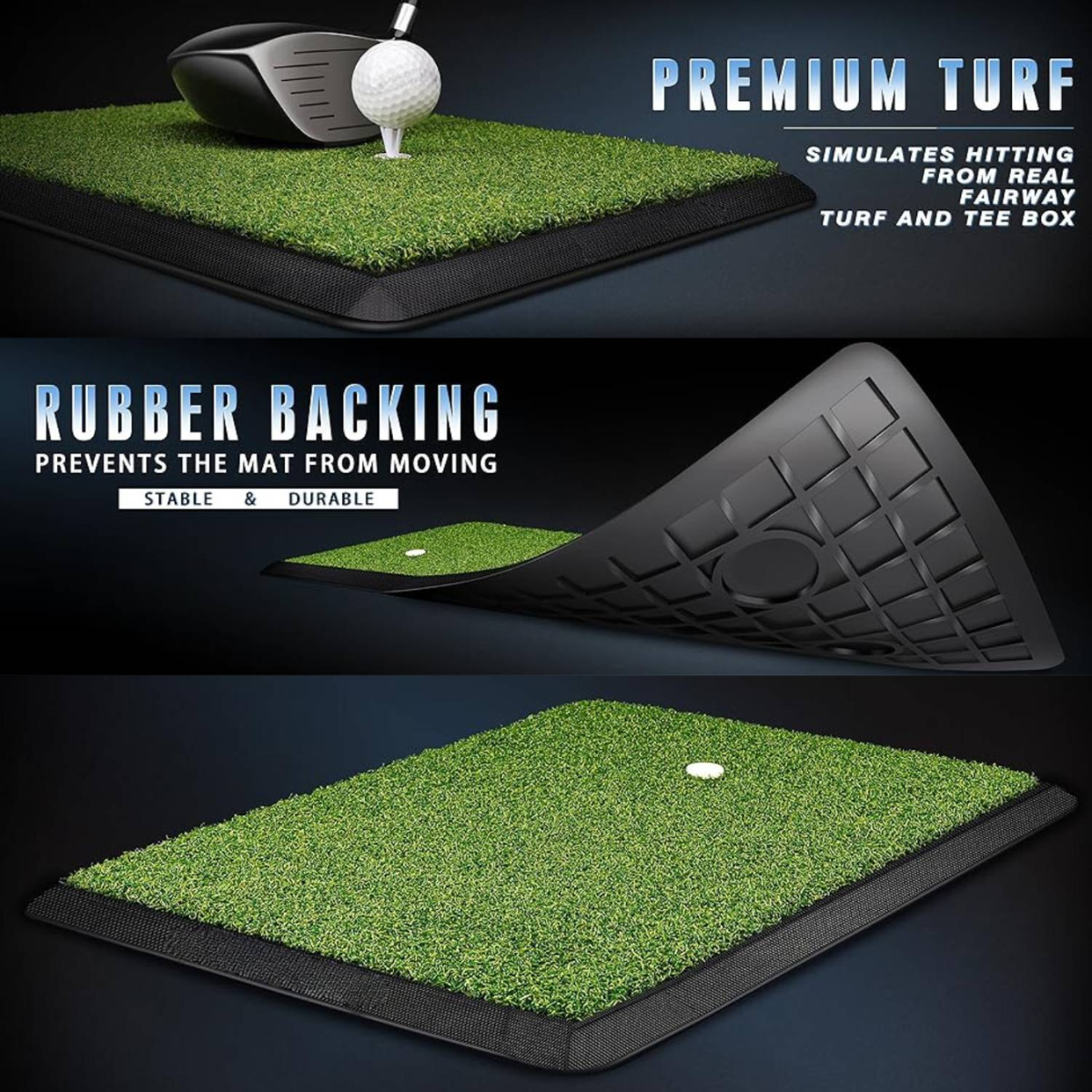 GolfBasic Golf Hitting Mat with Rubber Tee