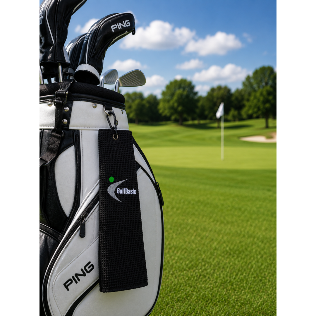 GolfBasic Microfibre Golf Towel with Carabiner