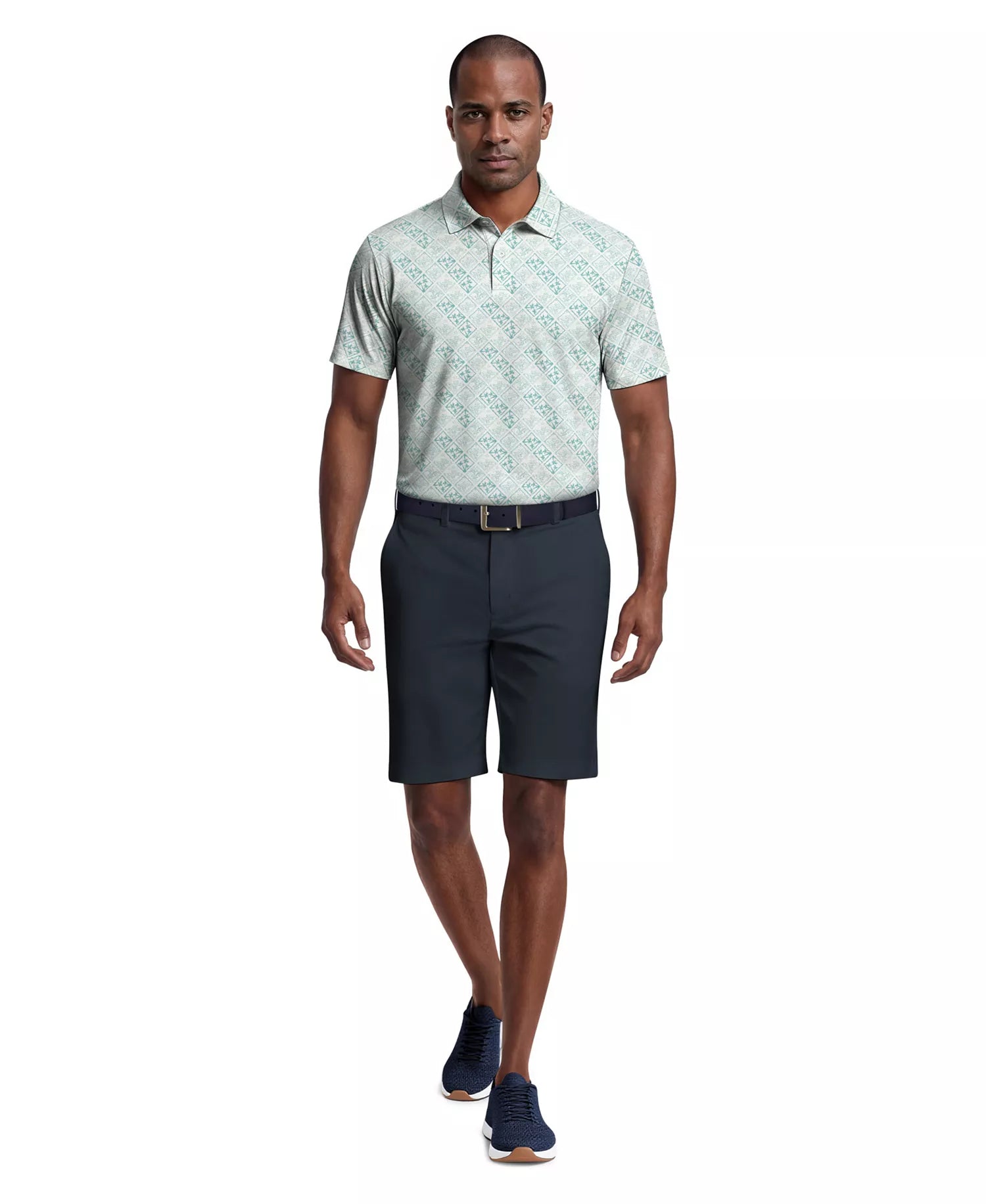 PGA Tour Tropical Argyle Print Golf Polo T-Shirt
