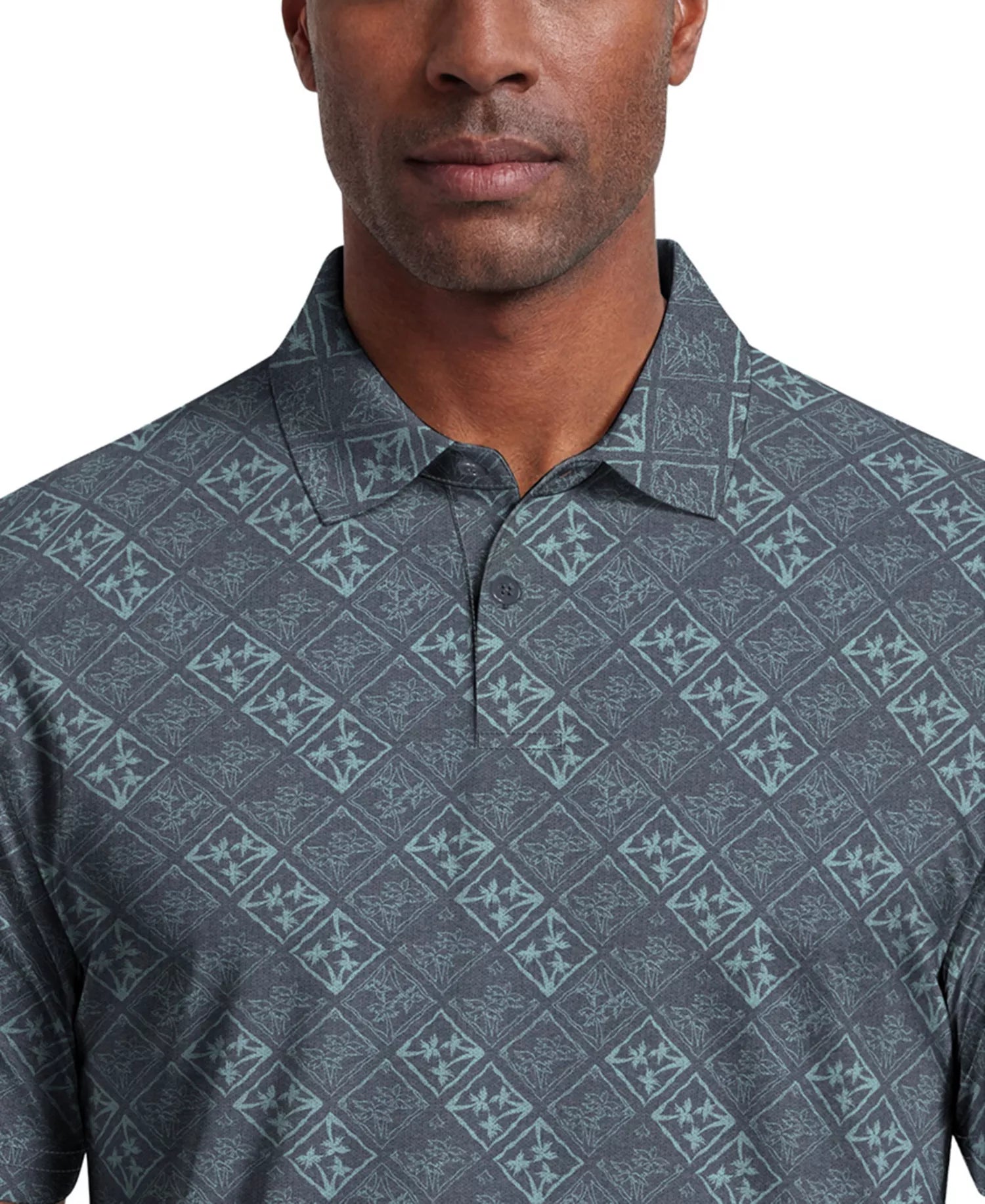 PGA Tour Tropical Argyle Print Golf Polo T-Shirt