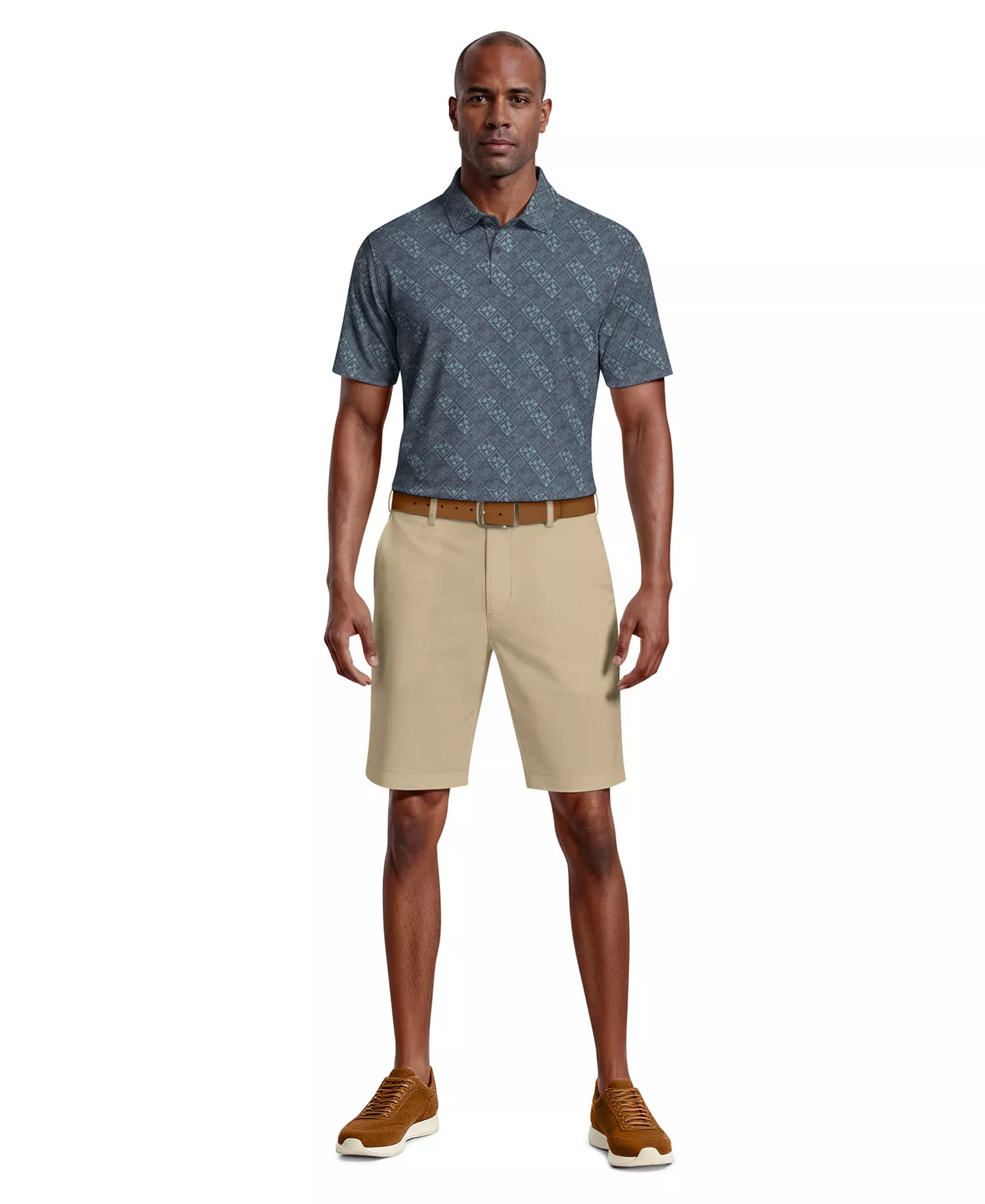 PGA Tour Tropical Argyle Print Golf Polo T-Shirt