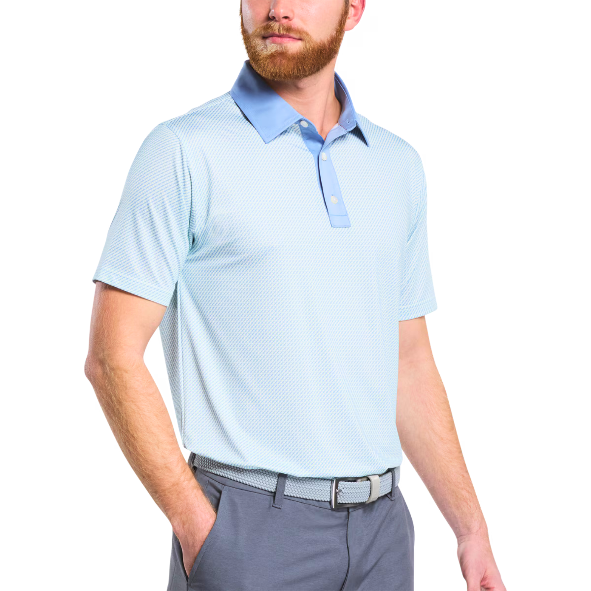 FootJoy Men's Lattice Print Bluejay Golf Polo T-Shirt