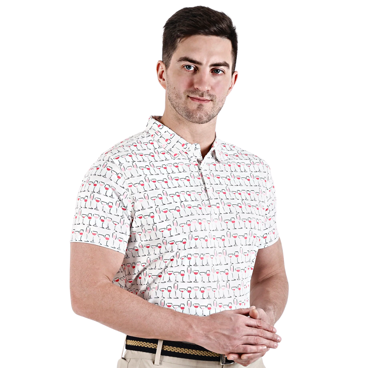 Sidus Men's White Printed Golf Polo T Shirt (Indian Size)