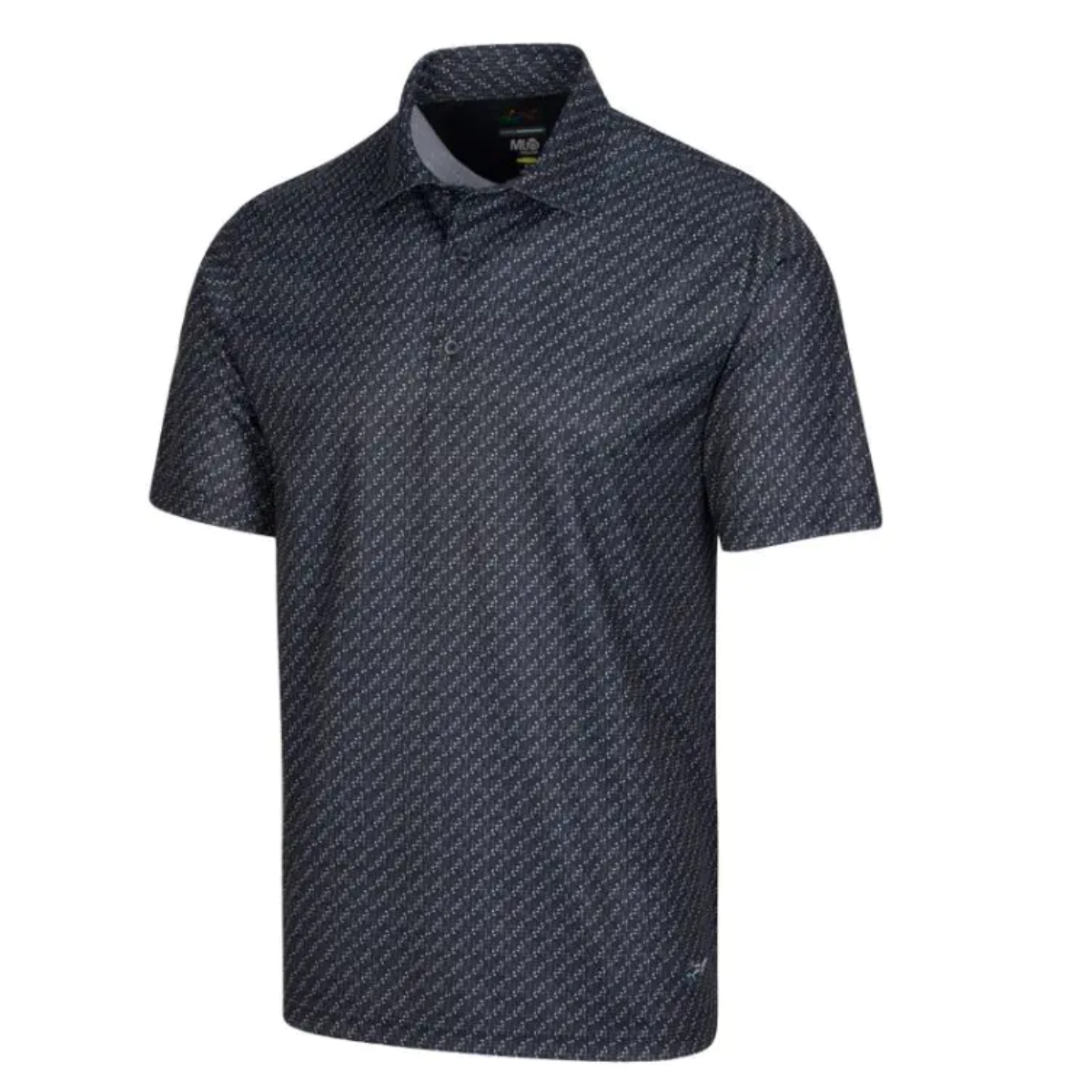 Greg Norman ML75 Men's Iron Print Polo T-Shirt -Black (US Size)