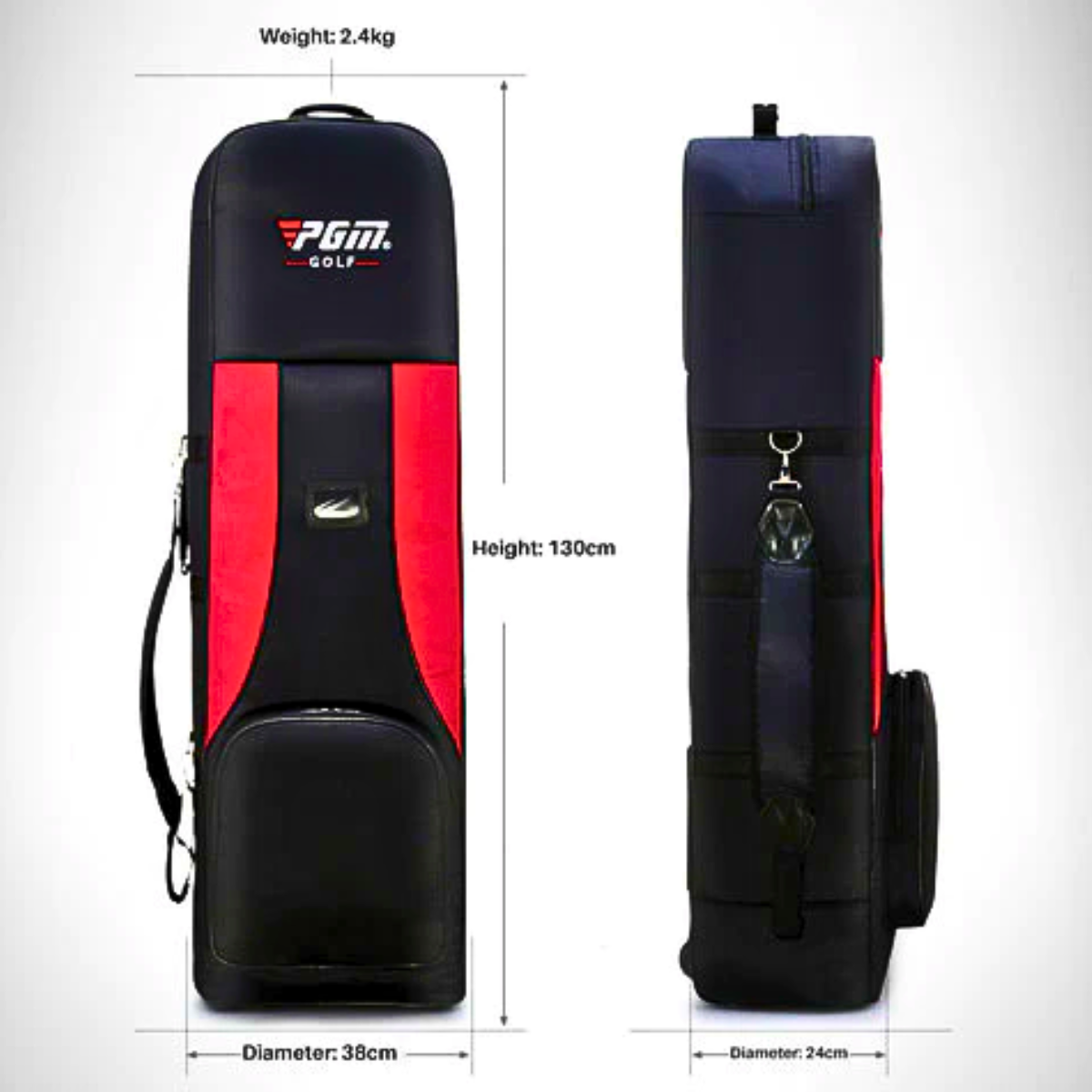 PGM Durable Thick Nylon Folding 2 Wheeler Golf Travel Bag