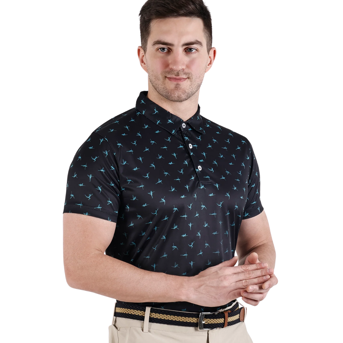 Sidus Men's Black Printed Golf Polo T Shirt (Indian Size)