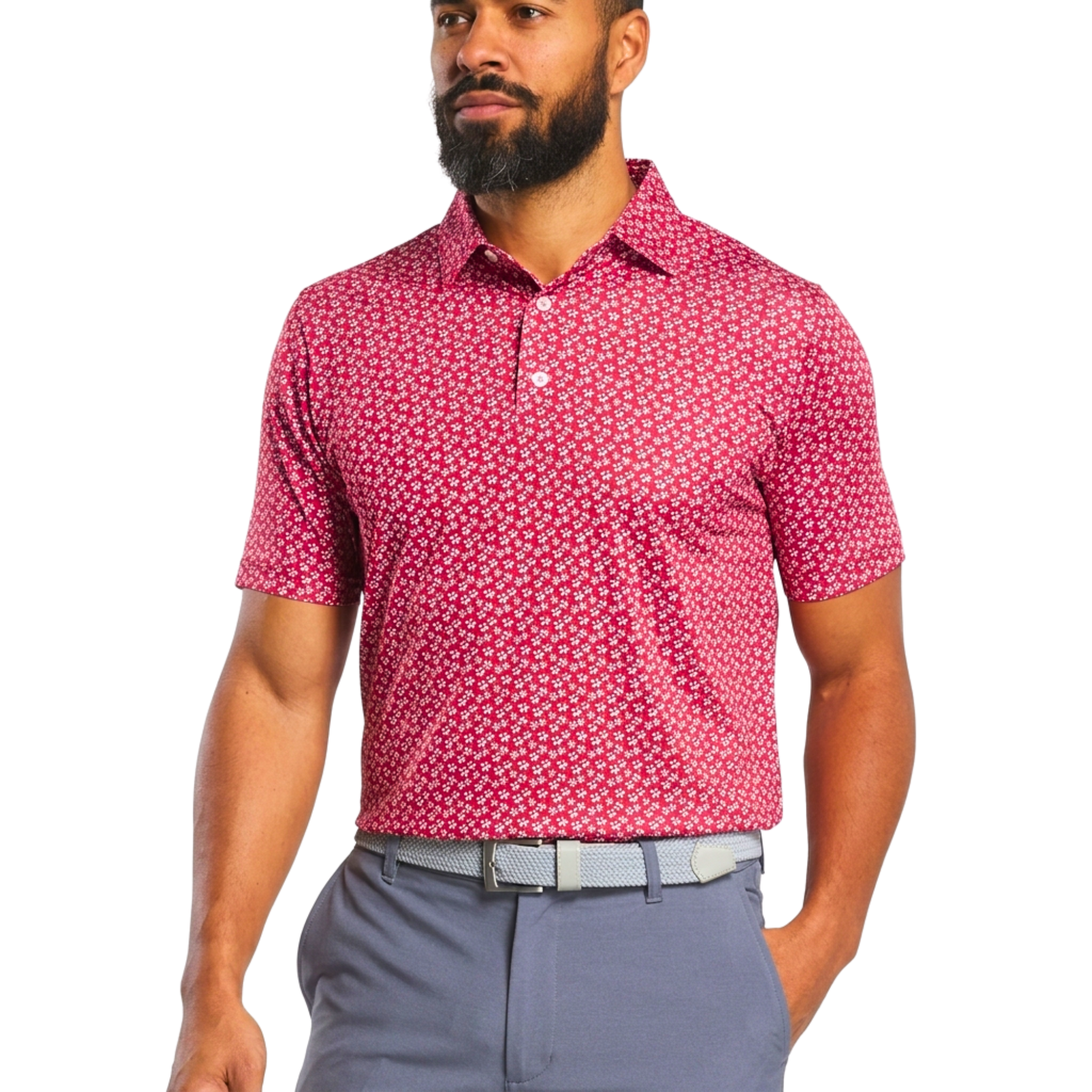 FootJoy Men's Floral Sketch Print Golf Polo T-Shirt