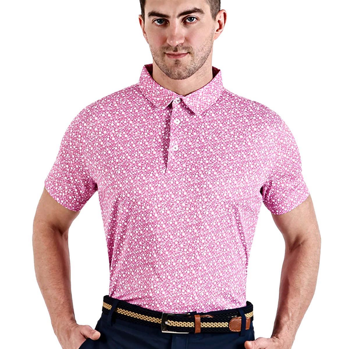 Sidus Men's Pink Printed Golf Polo T Shirt (Indian Size)