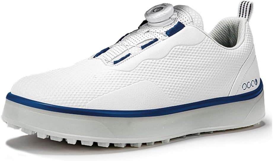 KONJACLY Mens Golf Sneakers Lightweight Leather Spikeless Golf Shoes
