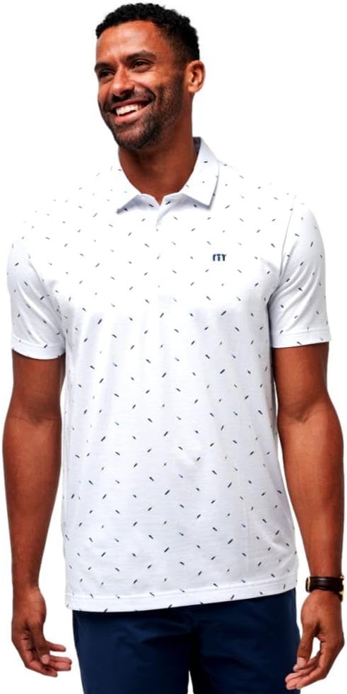 Travis Mathew Sun Dip men's golf polo in white front view
