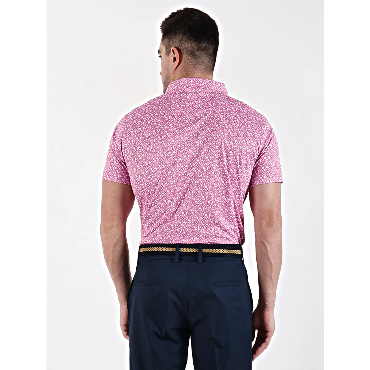 Sidus Men's Pink Printed Golf Polo T Shirt (Indian Size)