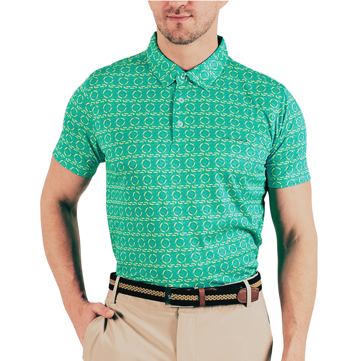 Sligo Men's 2024 Mint Wave Printed Polo T-shirt (Indian Size)