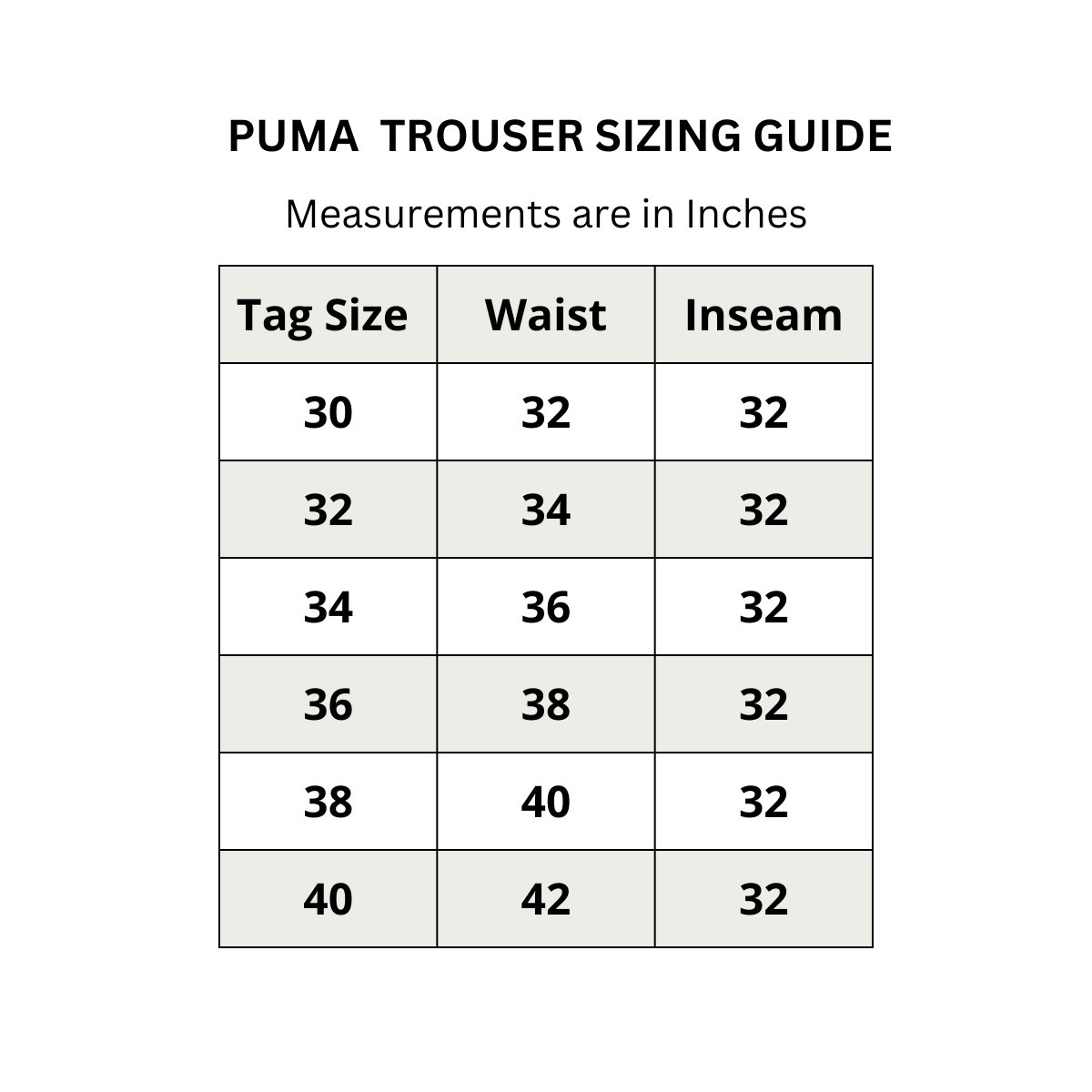 Us top size trousers