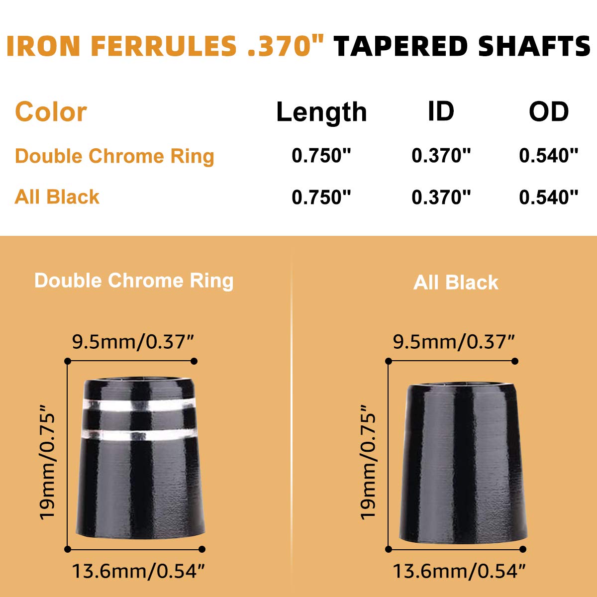 Golfbasic Iron Ferrules for Taper Tip Iron Wedge Double Chrome Ring