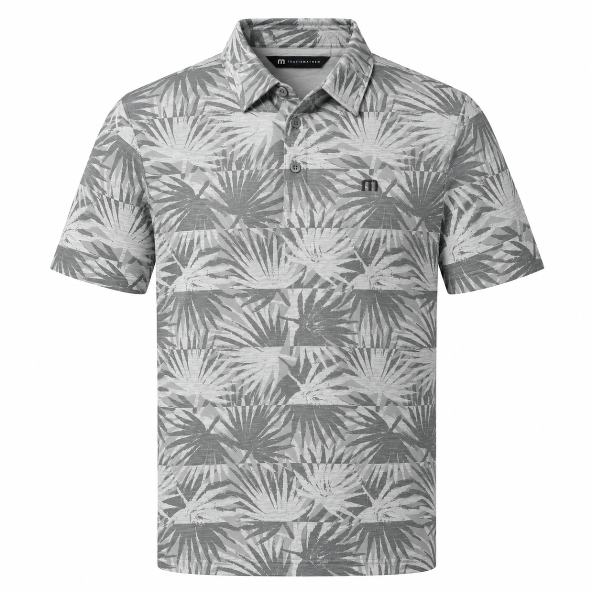 Travis Mathew Sign Here men's golf polo heather light grey back view