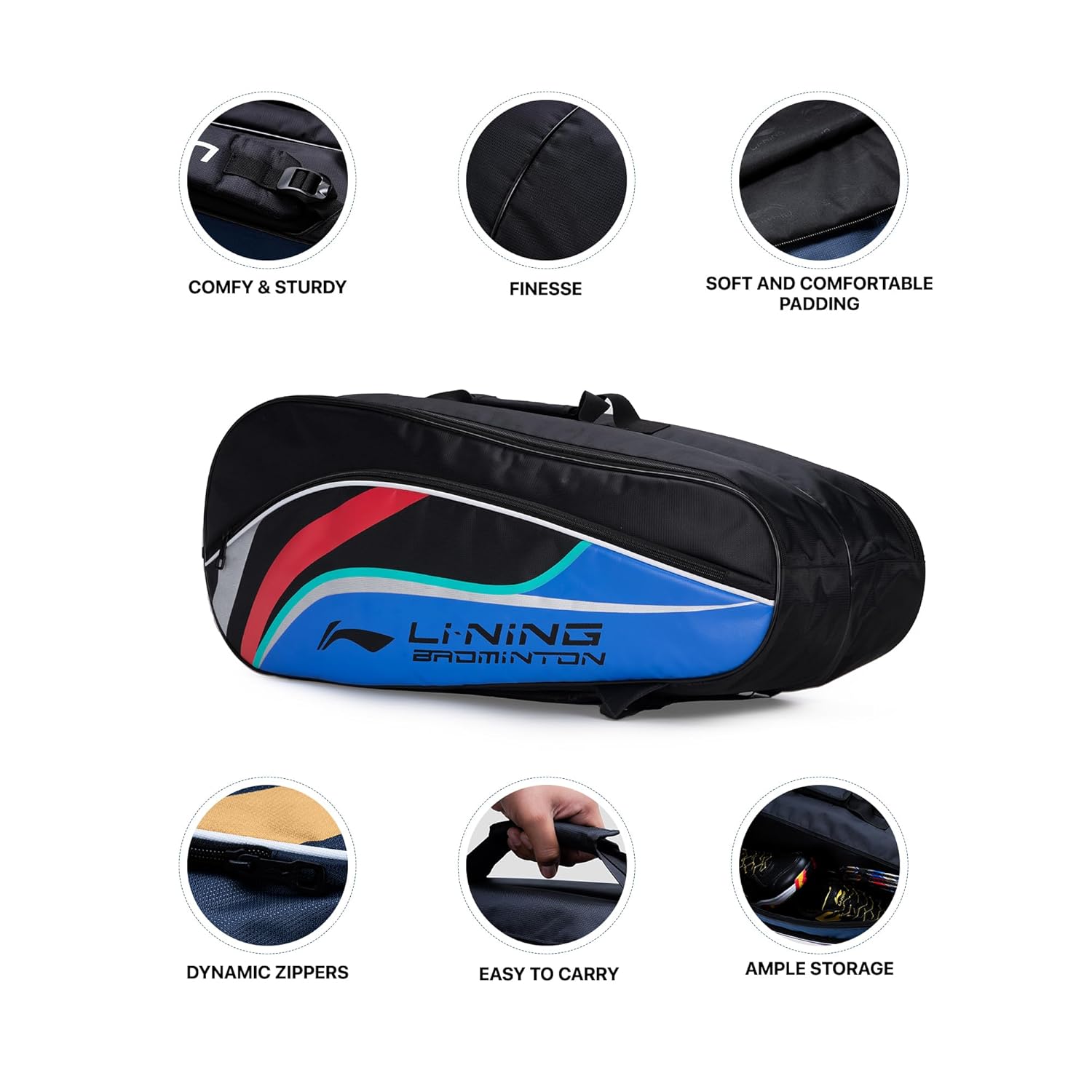 Li-Ning Panther Double Zipper Polyester Badminton Kit Bag