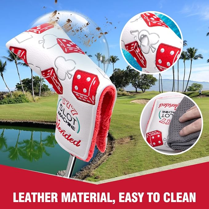 GolfBasic Lucky 777 Pu Leather Golf Blade Putter Cover - White