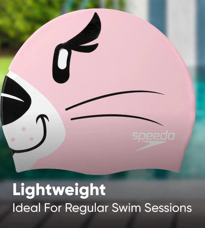 Speedo unisex junior Seal Print Swim Cap For Tots- Boys & Girls -Pink & Black