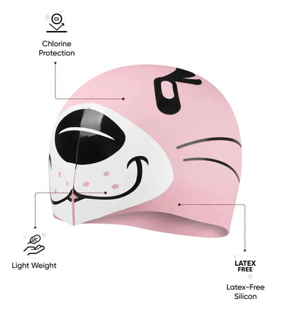 Speedo unisex junior Seal Print Swim Cap For Tots- Boys & Girls -Pink & Black