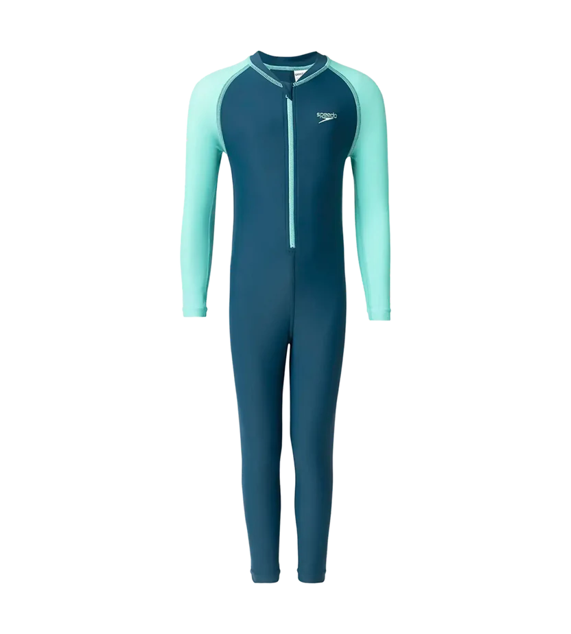 Speedo Boy's Enduraflex Color Block All In One Suit - Dark Teal & Arctic Glass