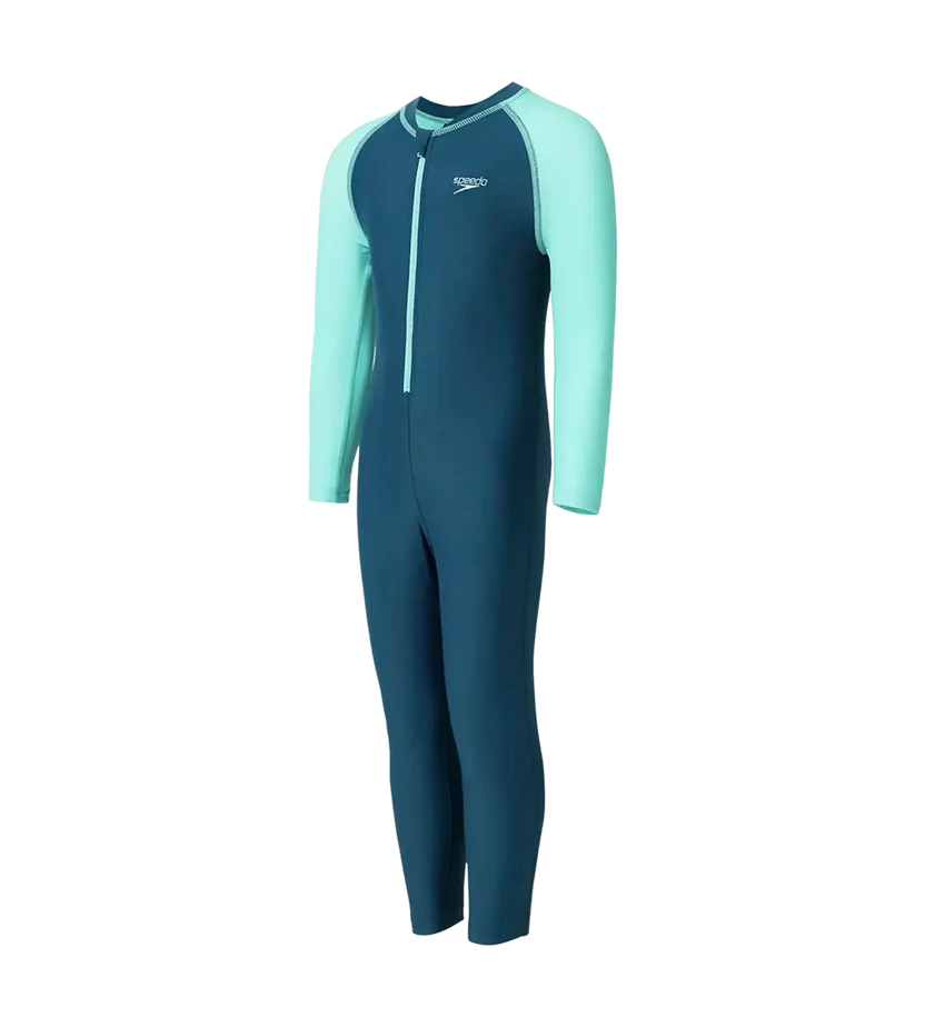 Speedo Boy's Enduraflex Color Block All In One Suit - Dark Teal & Arctic Glass