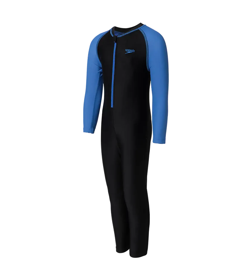Speedo Boy's Endurance10 Color Block All In One Suit - Black & Turkish Sea