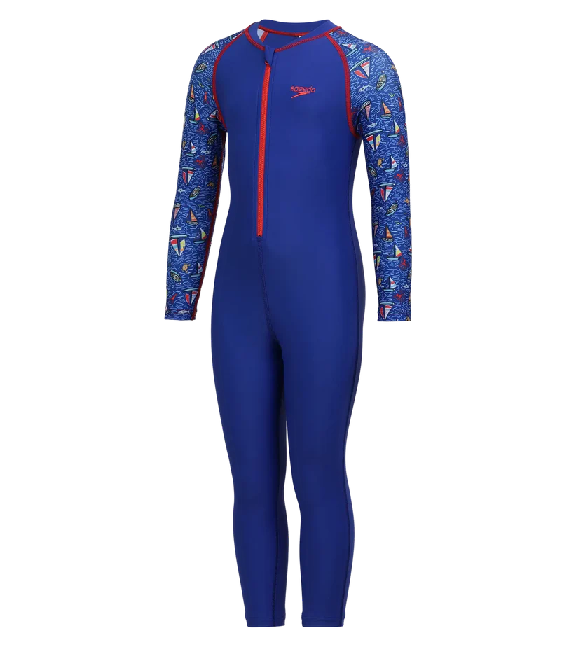 Speedo Boy's Recycled Endurance 10 Printed All In One Suit - True Cobalt & Picton Blue
