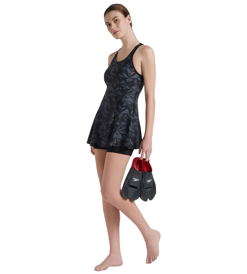 Speedo Women's Endurance 10 Hyperboom Printed Racerback Swimdress With Boyleg