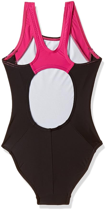 Girls Black & Pink Printed Swimsuit 