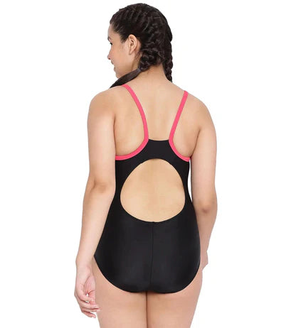 Speedo Girl's Endurance 10 Heritage Logo Thinstrap Muscleback One Piece V-Cut Swimsuit