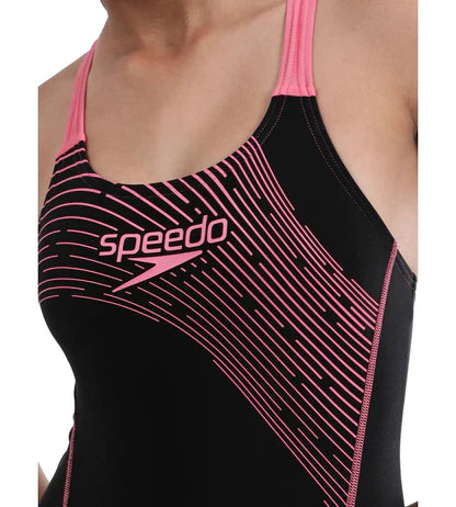 Speedo Girl's Endurance 10 Medley Logo Muslceback One Piece V-Cut Swimsuit