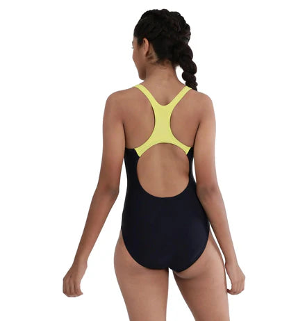 Speedo Girl's Endurance 10 Medley Logo Muslceback One Piece V-Cut Swimsuit