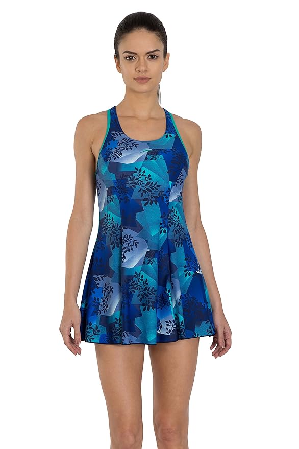 Speedo Female Swimwear All Over Print Racerback Swimdress with Boyleg