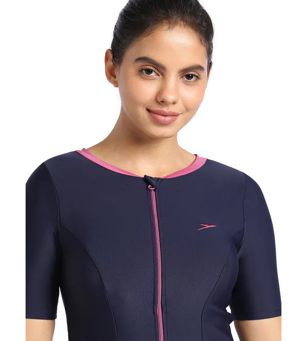 Speedo Women's Endurance10 Closedback Short Sleeve Swimdress With Boyleg