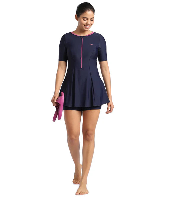Speedo Women's Endurance10 Closedback Short Sleeve Swimdress With Boyleg