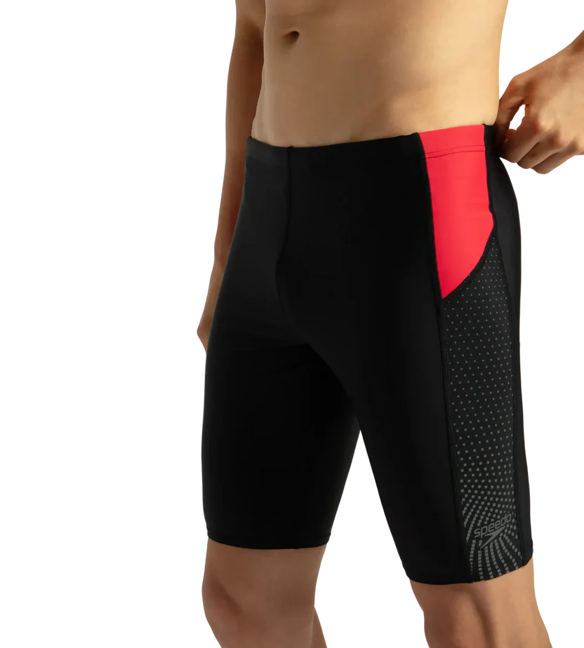 Speedo Men's Endurance 10 Dive Jammer Black, Fed Red & Dove Grey