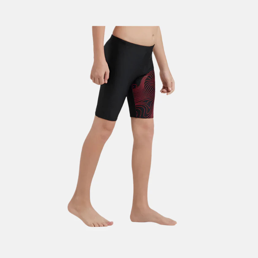 Speedo Boy's Tide Print Sports Gala Logo Jammer - Black & High Risk Red