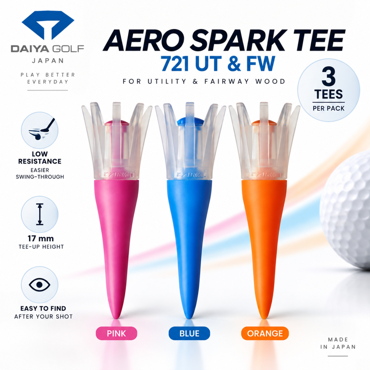 Daiya Aero Spark Tee 721 UT & FW (Utility & Fairway Wood) 49 mm