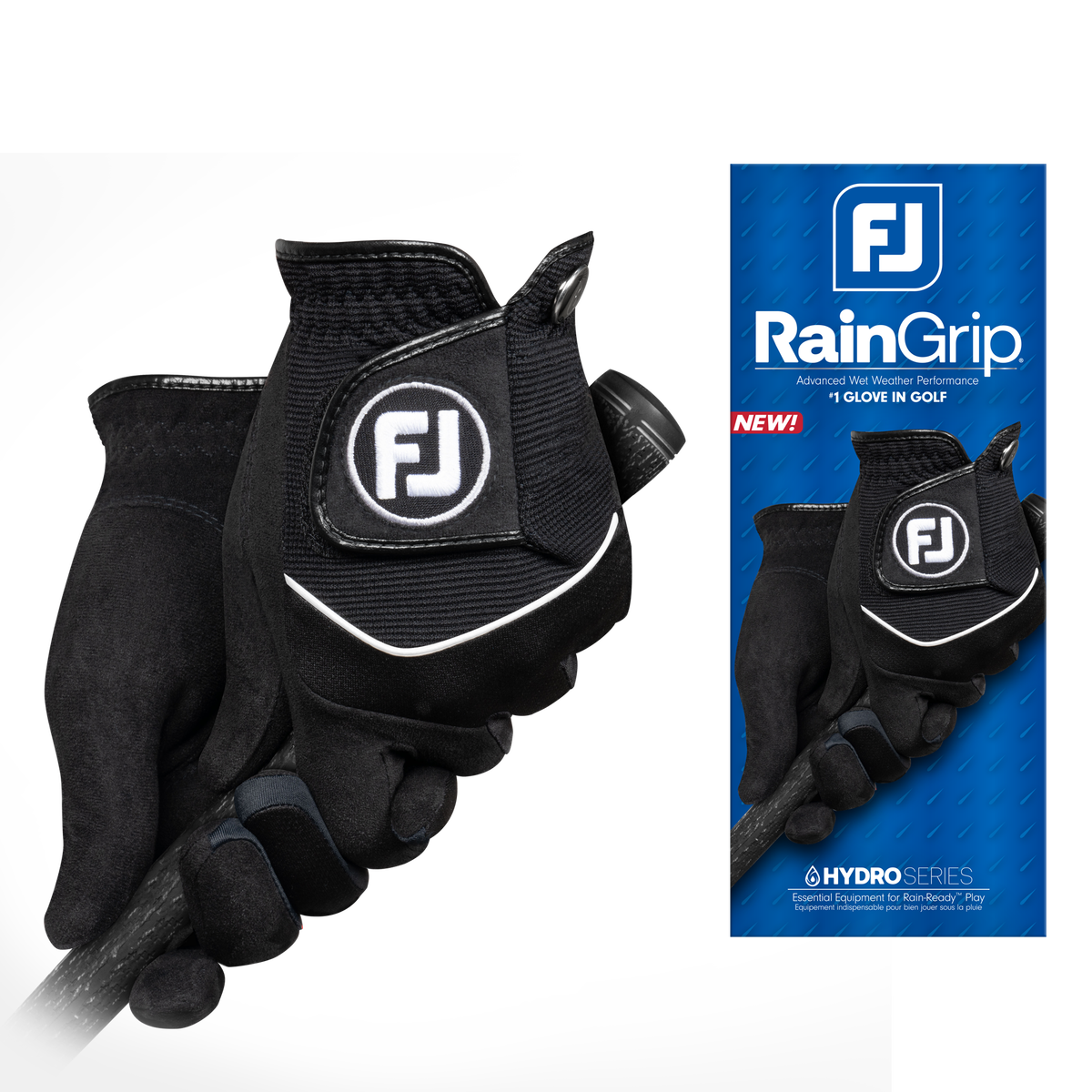 FootJoy Men’s Rain Grip Golf Glove  - Left Hand - Black/Assorted