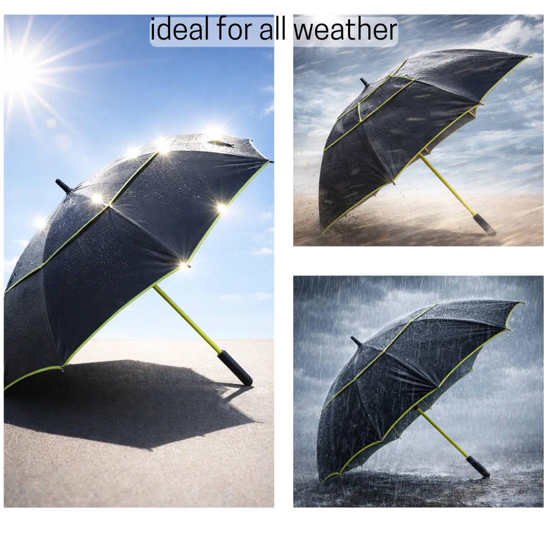 GolfBasic 60'' Double Canopy Golf Umbrella (Black/Lime)