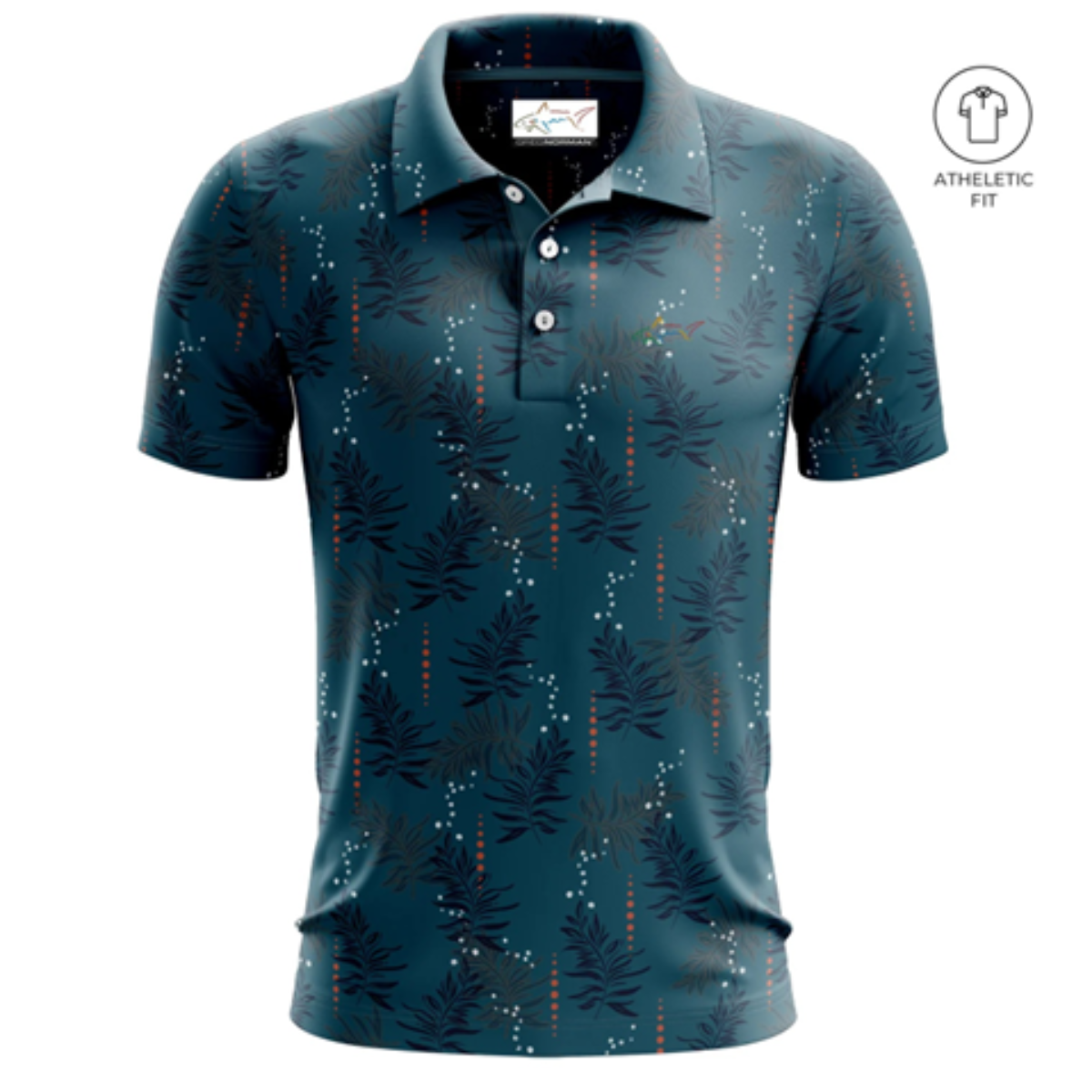 Greg Norman Men’s Leafy Links Golf Polo T-shirt (US Size)