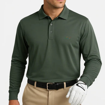 Greg Norman men's long sleeve solid pique golf polo shirt – product image