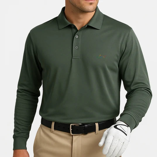 Greg Norman men's long sleeve solid pique golf polo shirt – product image