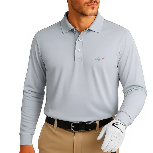 Greg Norman long sleeve solid pique golf polo shirt – alternate view