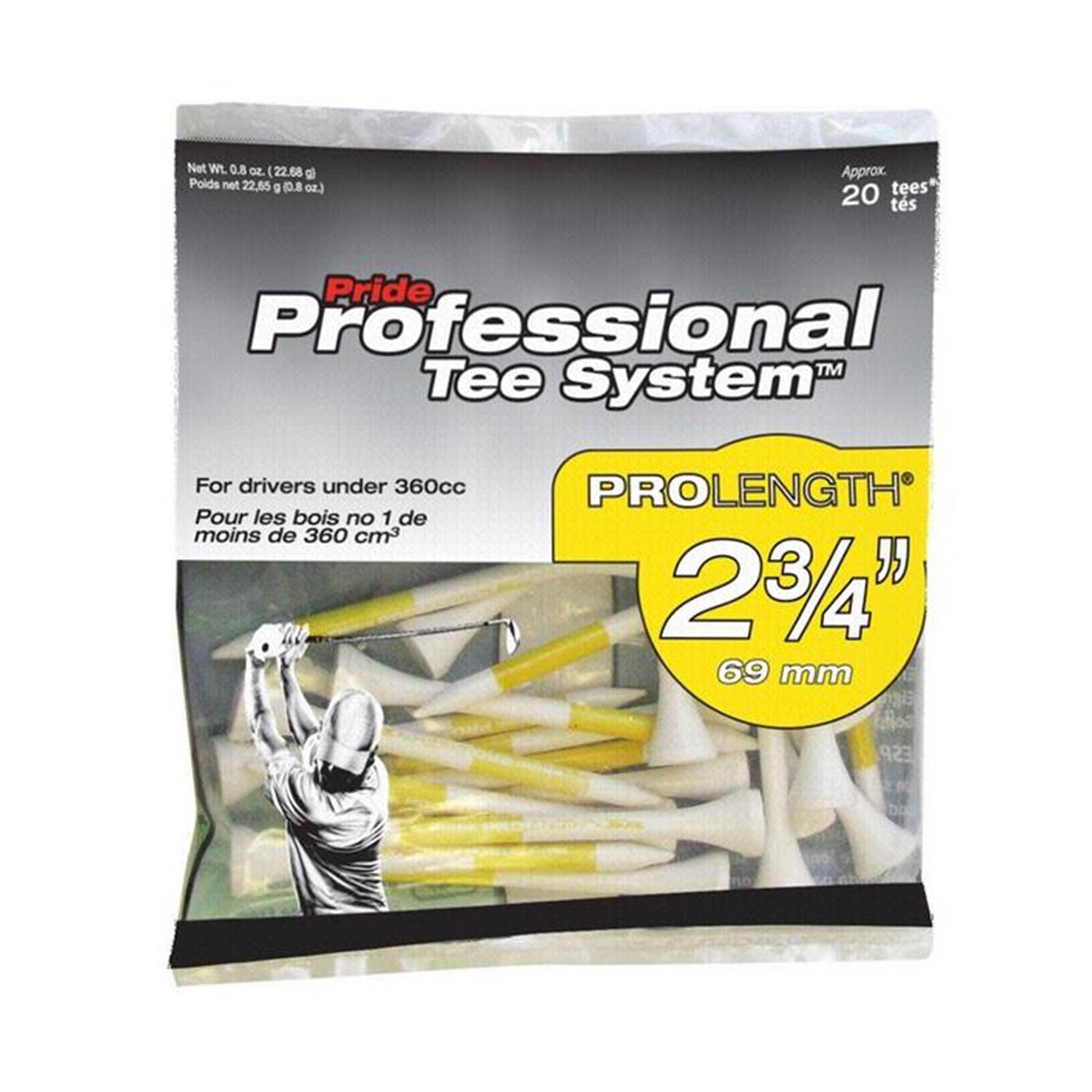 Pride Professional ProLength Wooden Tees - 20 pcs pack