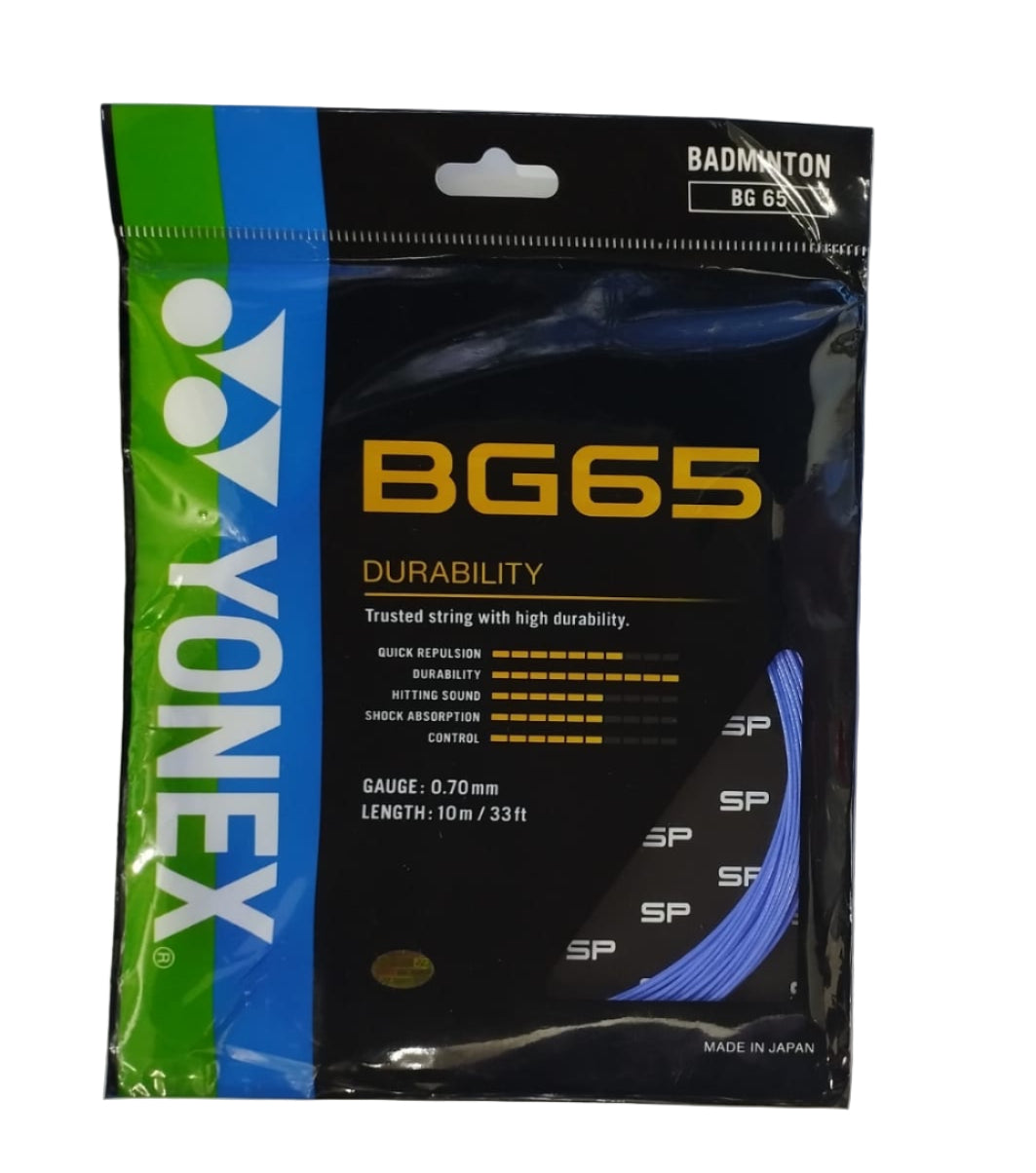 Yonex BG65 Durability badminton string in Lavender – soft, elegant color with trusted durability.